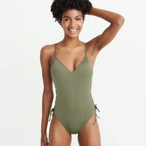 Olive green full baiting suit NWOT